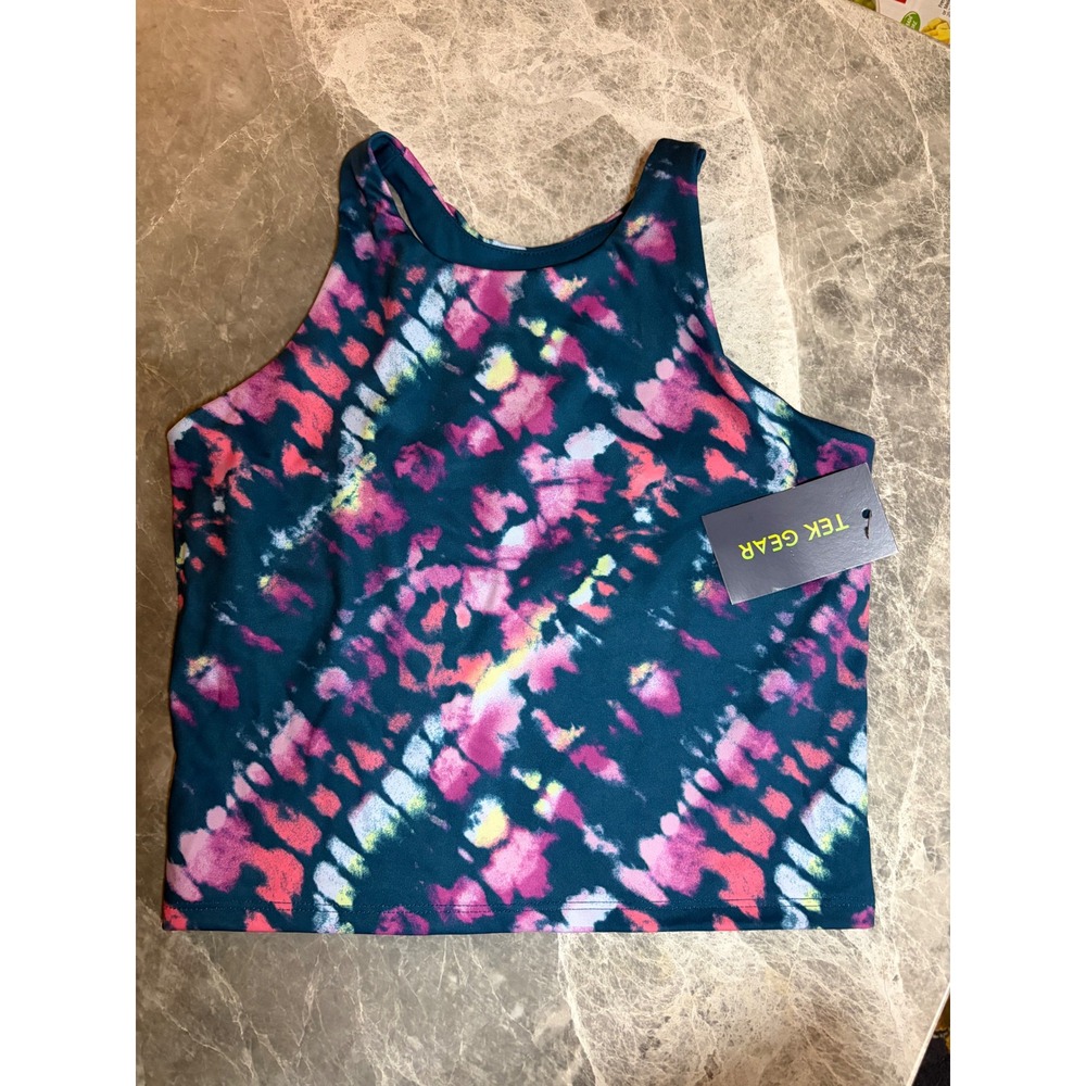 Tek Gear | Girls Soft Tek Racerback Tank Top | L 10/12 || Teal Pink Tie Dye|